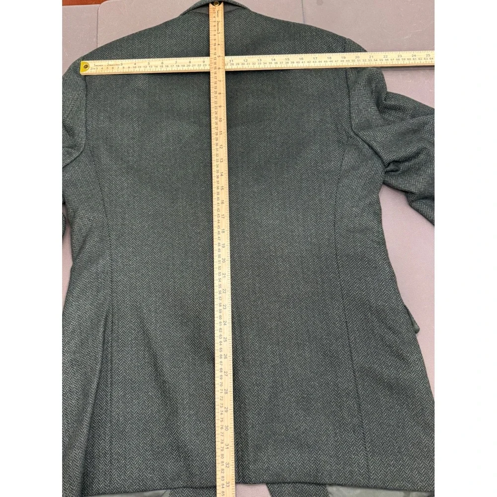 Burberry London Mens 44L Long Wool Tweed Herringbone Blazer Sport Coat Green